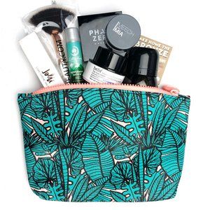 Ipsy Beauty Lot & Palm Print Makeup Bag